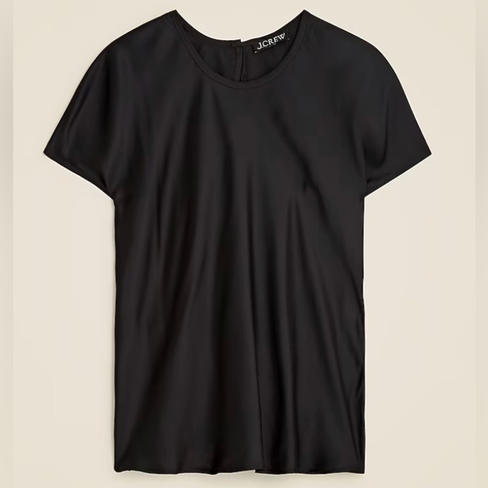 J.Crew Drapey Satin Fabric Lightweight Black Dalman Short Sleeve T-shirt size 3X